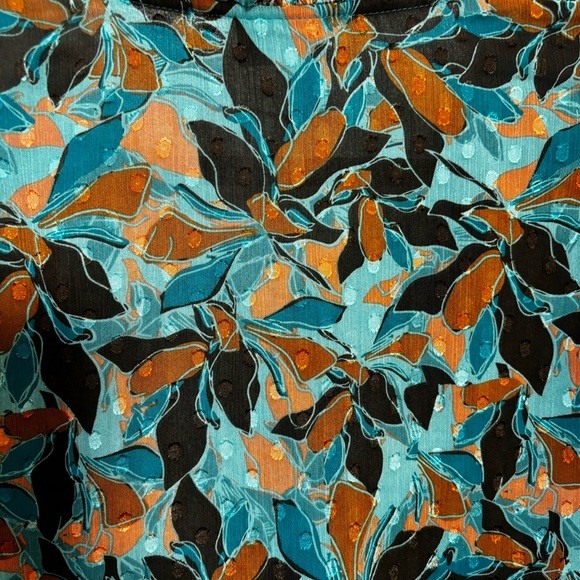 Joie Tie Front Balloon Sleeve Paisley Print Peasant Blouse Teal Brown NWT - S - Picture 6 of 8